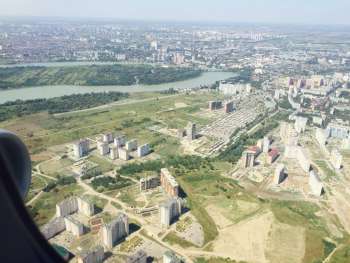 Housing estate «Sailing regatta» in Krasnodar, Вид с вертолета на стройплощадку, 20.09.2015